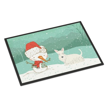 Carolines Treasures 24 x 36 in. Wheaten Scottish Terrier Snowman Christmas Indoor or Outdoor Mat CK2069JMAT